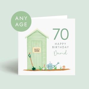 Carte d'anniversaire de tout âge pour lui, carte du 60e anniversaire pour homme, carte du 70e anniversaire pour papa, carte du 80e anniversaire pour grand-père, carte de l'abri de jardin