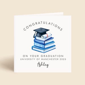 Personalisierte Abschlusskarte - Glückwunsch-Graduiertenkarte mit Namen und Universität - Junge, Mädchen, Enkelin, Tochter, Sohn, Enkel
