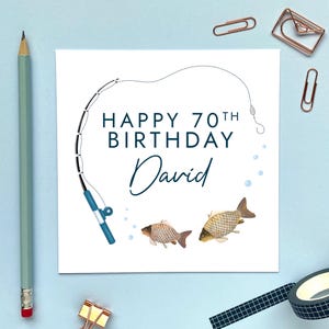 Carte d'anniversaire pêche personnalisée pour lui, papa, frère, oncle, grand-père, grand-père, oncle, homme, ami, tout âge 40e 50e 60e 70e 80e 90e