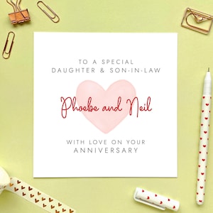 Carte d'anniversaire pour fille et gendre, personnalisée, félicitations, mariage, personnalisé, noms, spécial couple, 1er 2e 3e