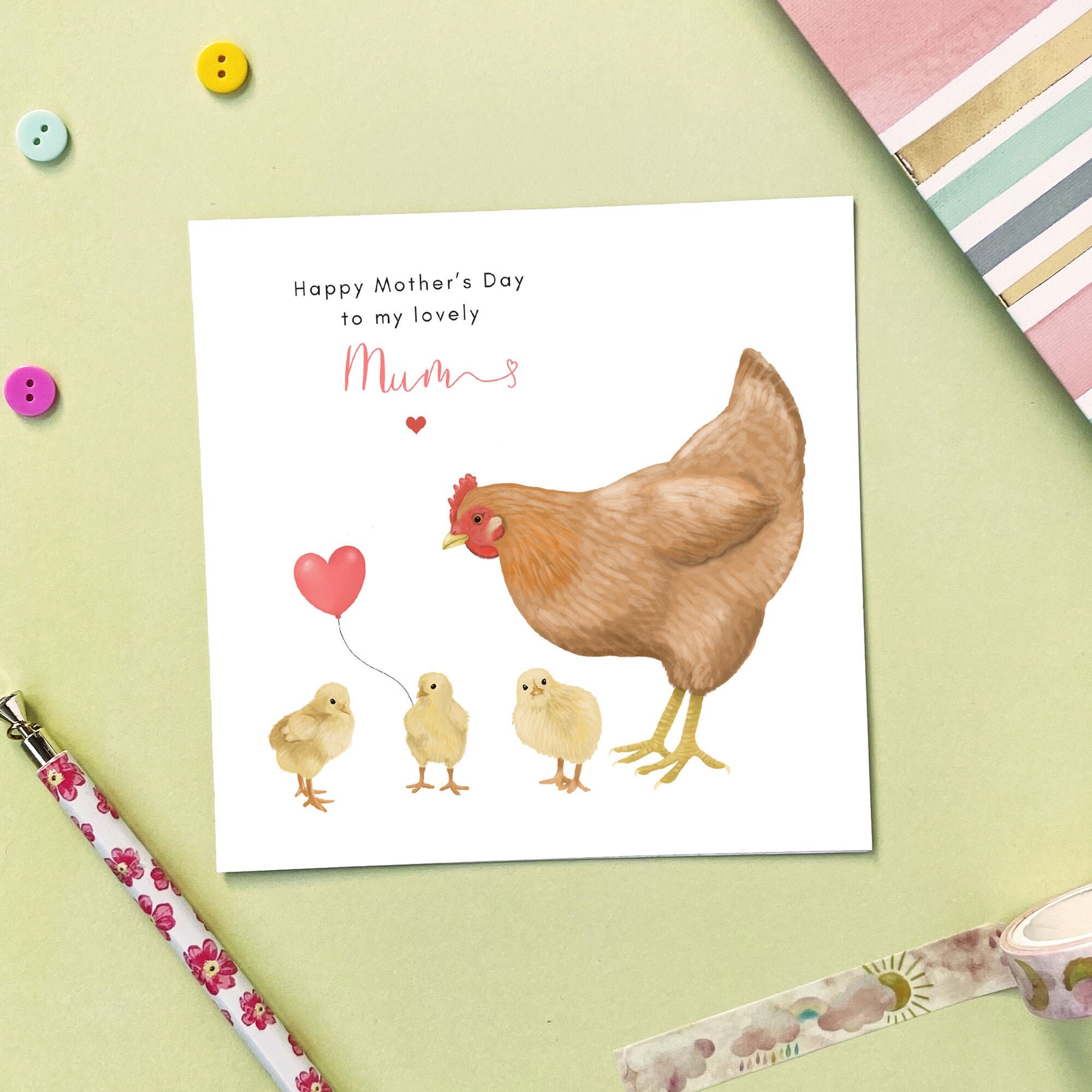 Personalised Chicken Mother's Day Card For Mum Mom Etsy