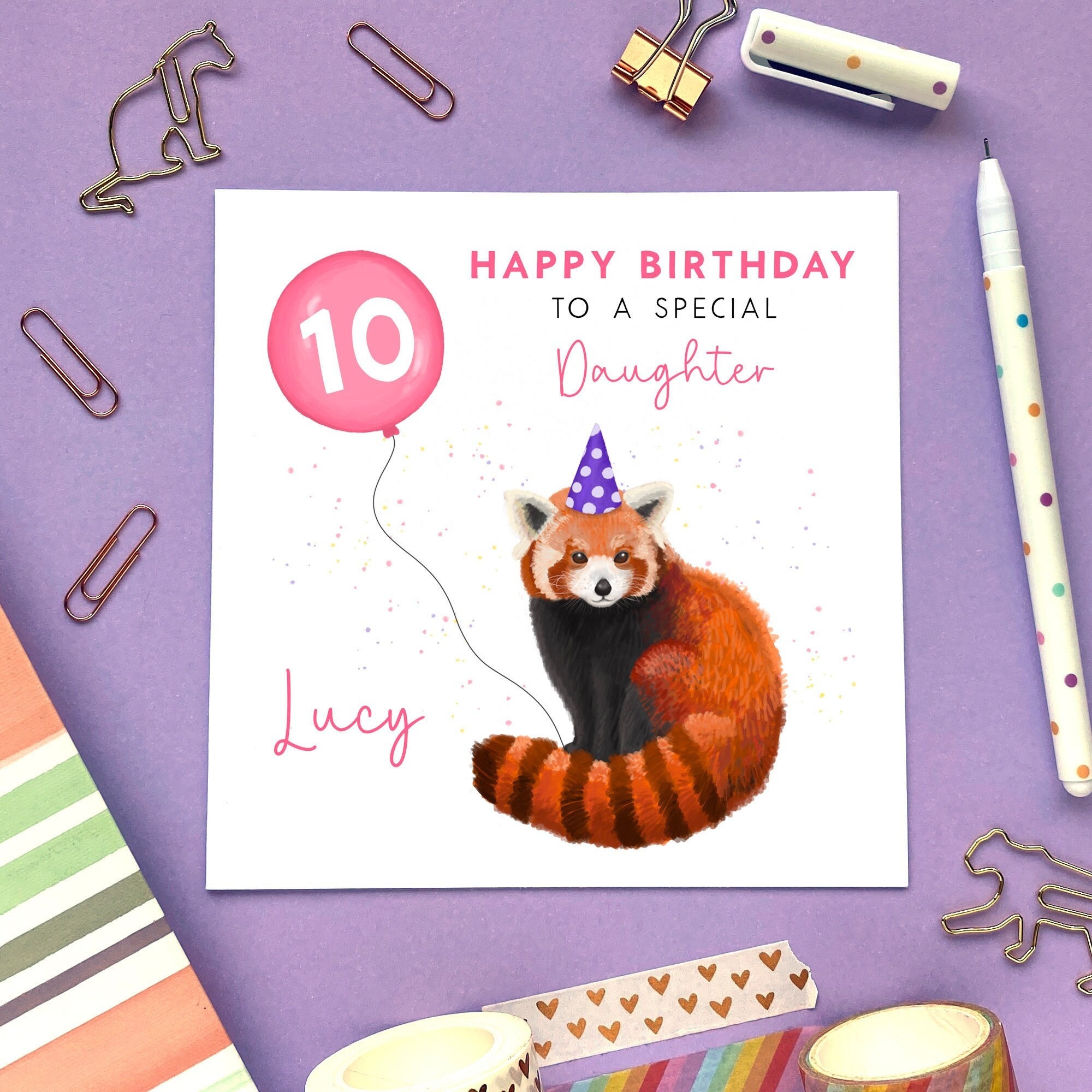 Personalised Red Panda Birthday Card For Her Daughter Etsy Ireland