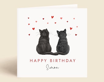 Personalised Cats Birthday Card | For Girlfriend, Boyfriend, Husband, Wife, Fiancé, Fiancée, Partner, Him, Her | 65+ Designs