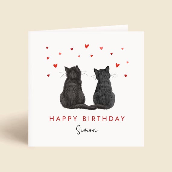 Personalised Cats Birthday Card | For Girlfriend, Boyfriend, Husband, Wife, Fiancé, Fiancée, Partner, Him, Her | 65+ Designs