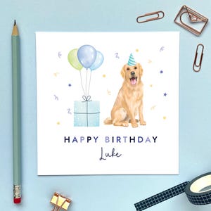 Personalisierte Golden Retriever Hund Geburtstagskarte für Ihn, Bruder, Enkel, Vater, Sohn, Onkel, Ehemann, Freund, Opa, Neffe, Junge
