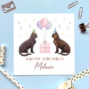 Carte d'anniversaire personnalisée Choisissez les chats de tout âge | Pour elle, fille, fille, petite-fille, nièce, petite amie | 18 21 30 40 50