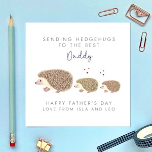 Igel Vatertagskarte für Daddy, Dada, Papa, Großvater, Opa, Pops, personalisierte Namen, von Kind, Baby, Kinder, Kinder, Enkelkinder