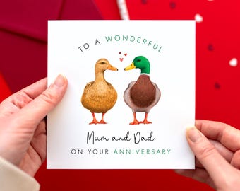 Duck Anniversary Card for Parents | Mum and Dad, Mom and Dad, Partner, Stepmum, Stepdad, Mummy and Daddy, Grandparents, Wedding Anniversary