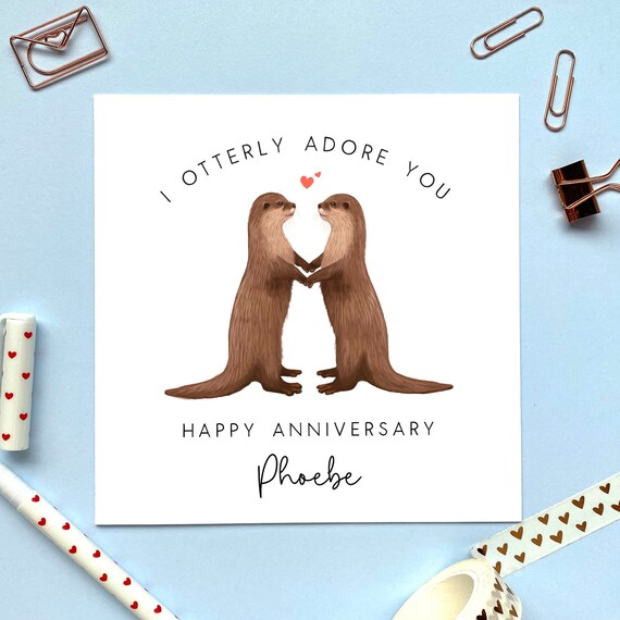 ADORABLE Otter Half Anniversary Card Love Valentine's Day Thinking Of You ADORABLE Otter Half Anniversary Card Love Valentine's Day Thinking Of You