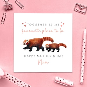 Personalisierte Roter Panda Muttertagskarte für Mama | Mama, Mam, Mummy, Mommy, Gran, Oma, Oma, Nanny, Nana, Nan, Nonna, von Baby, Kind