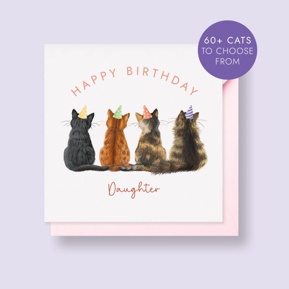 Artery8 Biglietto D'Auguri Con Gatto Bianco E Fiore Rosso - Design Per Lei, Nonna, Sorella, Figlia, Moglie - 17,5x12,5 Cm Con Busta - 4