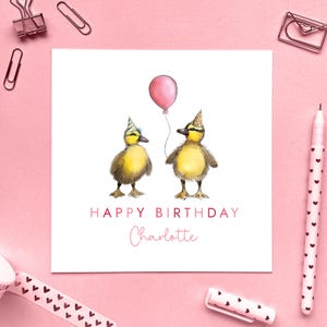 Personalisierte Enten-Geburtstagskarte für Mädchen, benutzerdefinierte Bday-Karte für sie, Tochter, Enkelin, Nichte, Patentochter, Kind, Baby, süße Entlein