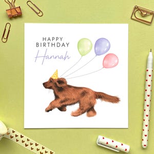 Carte d'anniversaire personnalisée de chien cocker de couleur brune | Pour elle, Fille, Maman, Fille, Petite-fille, Nièce, Femme, Belle-soeur, Tante, Dame