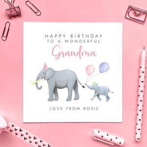 d'anniversaire personnalisée éléphant pour grand-mère | Grand-mère, grand-mère, grand-mère, grand-mère, arrière grand-mère, du petit-enfant, 50e 60e 70e 80e