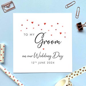 Carte personnalisée pour mon marié le jour de notre mariage | Future épouse, futur mari, mariée, jeune mariée, fiancé, fiancée, partenaire, lui, elle