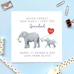 Elefant 1. Vatertagskarte für Opa, Opa, Opa, Pops, Daddy, Dada, neuen Dad, vom Baby Neugeborenen, personalisiert, 1. Vatertag 2025