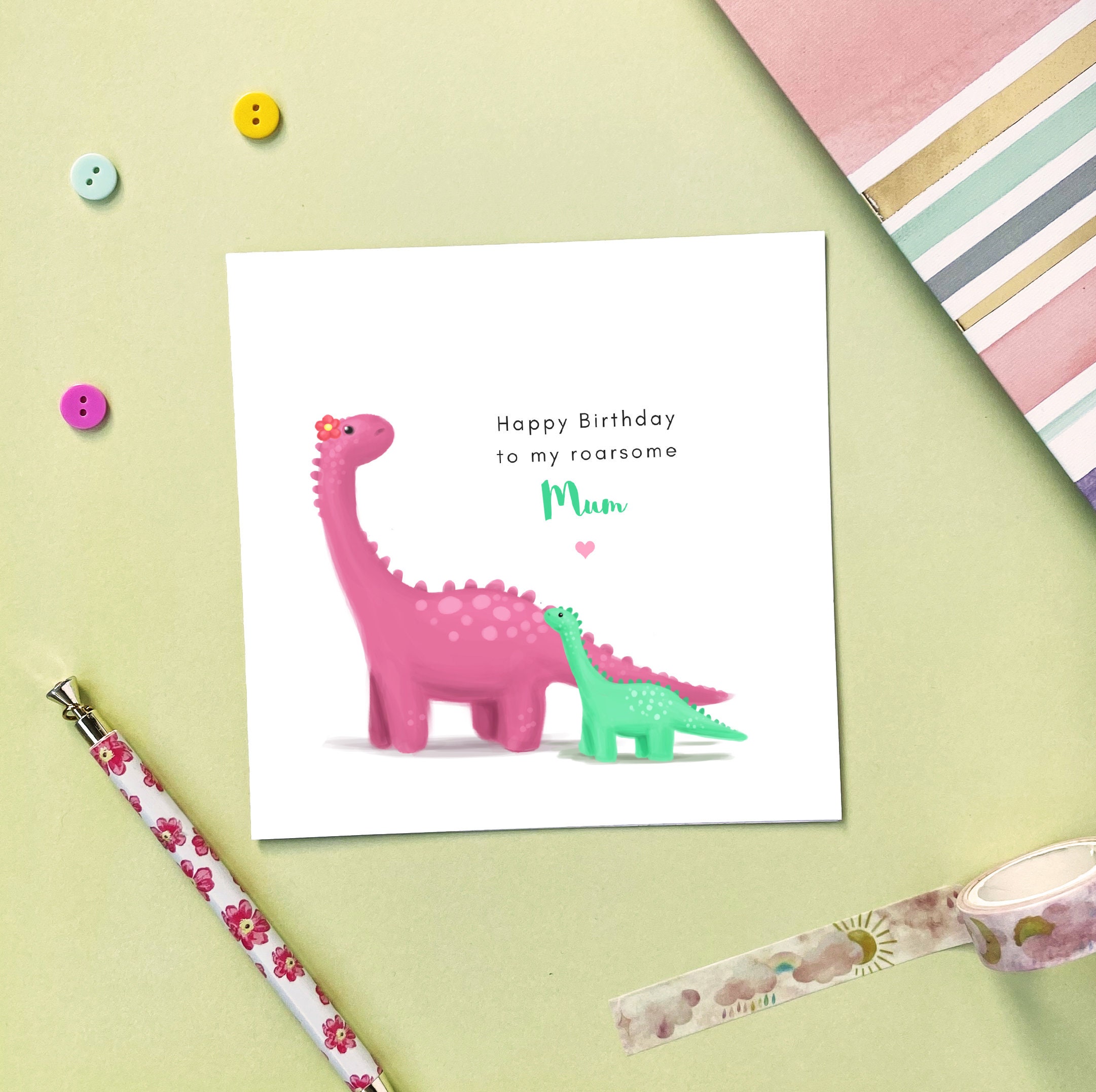 Personalised Dinosaur Birthday Card Card for Mum Mom Mama | Etsy