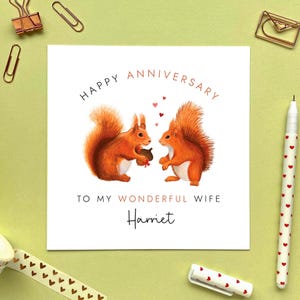 d'anniversaire personnalisée d'écureuil roux | Pour lui, elle, mignon, petit ami, petite amie, fiancé, fiancée, mari, femme, partenaire, 1er 2e 3e