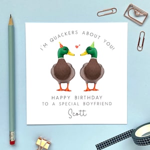 Personalised Duck Couple Birthday Card For Husband, Wife, Partner, Fiancé, Fiancée, Boyfriend, Girlfriend Gay, Unisex Him, Her Male & Male
