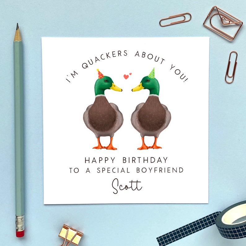 Personalised Duck Couple Birthday Card For Husband, Wife, Partner, Fiancé, Fiancée, Boyfriend, Girlfriend Gay, Unisex Him, Her Male & Male