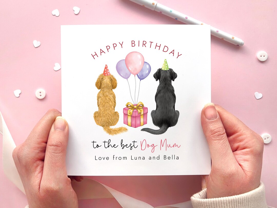 Personalised Any Breed Dogs Birthday Card for Dog Mum | Custom Pet Bday ...