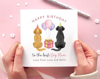 Personalised Any Breed Dogs Birthday Card for Dog Mum | Custom Pet Bday Card for Wife, Girlfriend, Daughter, Sister | Birthday Card from Dog
