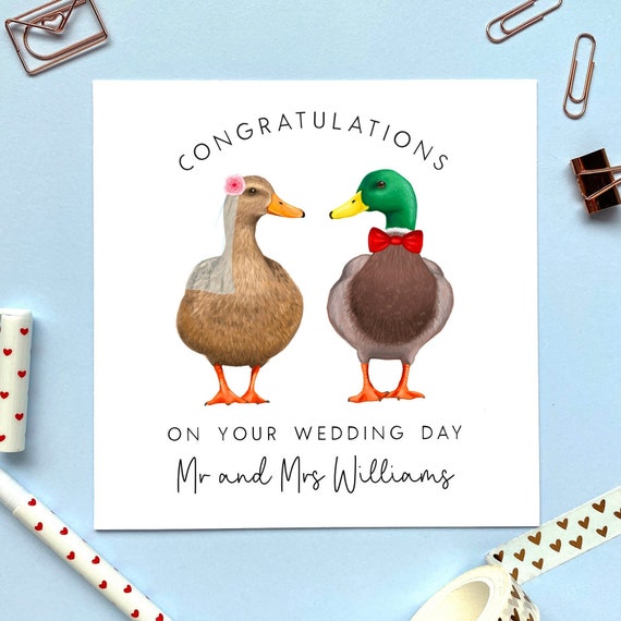 Personalised Ducks Mr & Mrs Wedding Card Just Married, Congratulations, for  Couple, Friends, Daughter, Son in Law, Special, Wedding Day -  Canada
