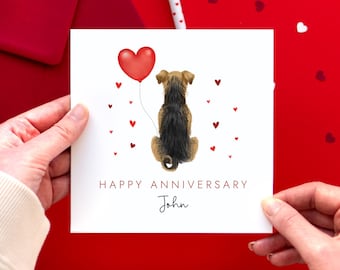 Personalisierte Airedale Terrier Jubiläumskarte | Für Partner oder Paar | Hund-Jubiläumskarte