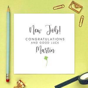 Personalisierte Good Luck New Job Karte für Ihn, Sie, Sohn, Tochter, Nichte, Neffe, Enkel, Enkelin, Freund, Glückwünsche, Congrats