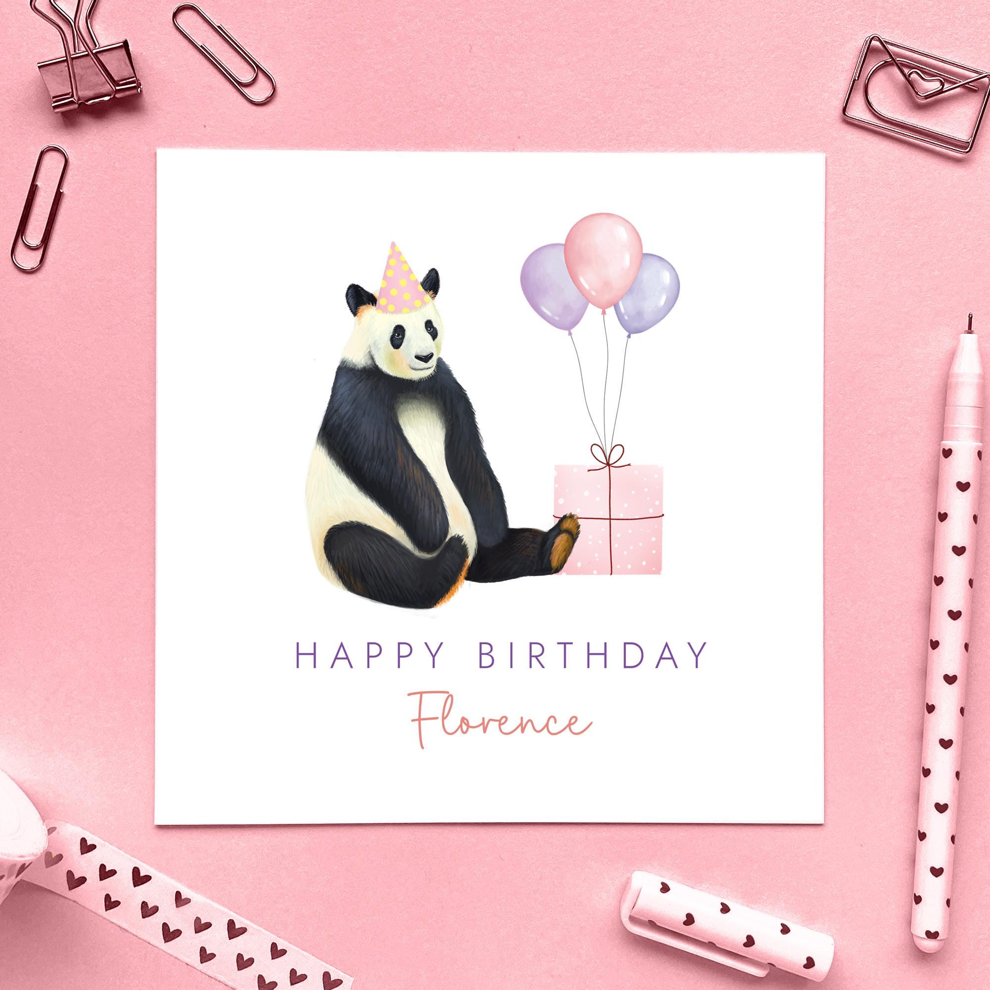Old English Co. Geburtstagskarte 'Happy Bearthday' – Lustige Panda Karte Für Sie & Ihn, 15x15 Cm, Blanko Innen
