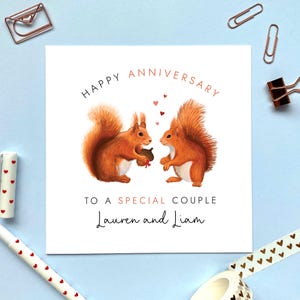 Eichhörnchen Jahrestag Karte für Paar | Freunde, Familie, Hochzeitstag, Schwiegertochter, Sohn, Schwester, Eltern, Mama Papa