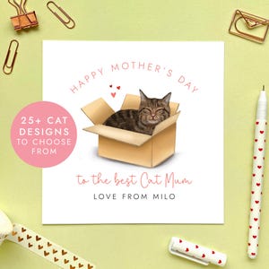 Personalised Choose the Cat in a Box Mother's Day Card for Cat Mum | Black, Ginger, Tabby, Brown, Bengal, Ragdoll, Siamese, Grey, Tuxedo