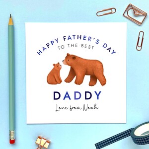 Bären Vatertagskarte für Daddy, Dada, Dad, Opa, Opa, Gramps, Grampy, Bampa, Tadcu, Taid, personalisiert, Name, von Kind, Baby