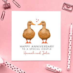 カップル、ゲイ、レズビアン、同性愛者、娘と妻、義理の娘、姉妹、女性2人、両方女性向け、パーソナライズされたダックス記念日カード