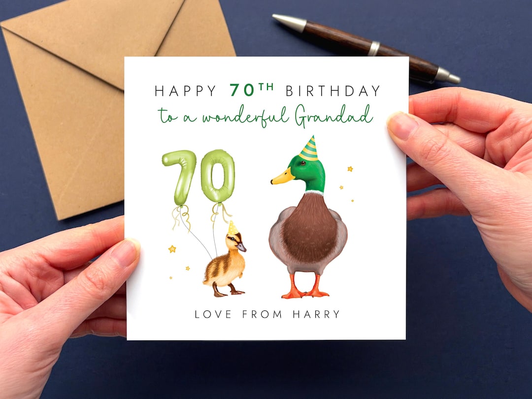 Personalised Ducks 70th Birthday Card for Grandad | Grandpa, Grampy ...