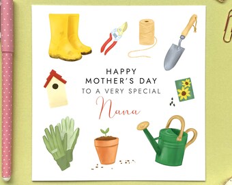 Personalised Gardening Mother's Day Card | For a special Nana, Grandma, Granny, Nanny, Gran, Nanna, Grandmother, Mum, Mom, Mam