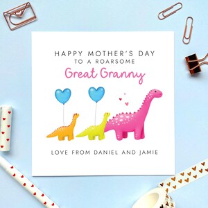de fête des mères dinosaure personnalisée pour arrière-grand-mère | Grand-mère, grand-mère, grand-mère, grand-mère, grand-mère, maman, maman, à partir de 2 enfants, 2 petits-enfants