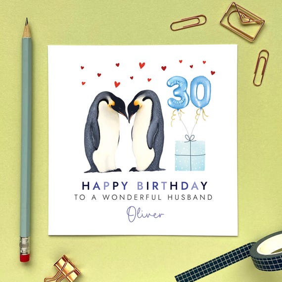 Happy Birthday Karte 'Love Of My Life' – Romantische Pinguin-Karte Für Ihn/sie, Mit Aufklebern & Umschlag