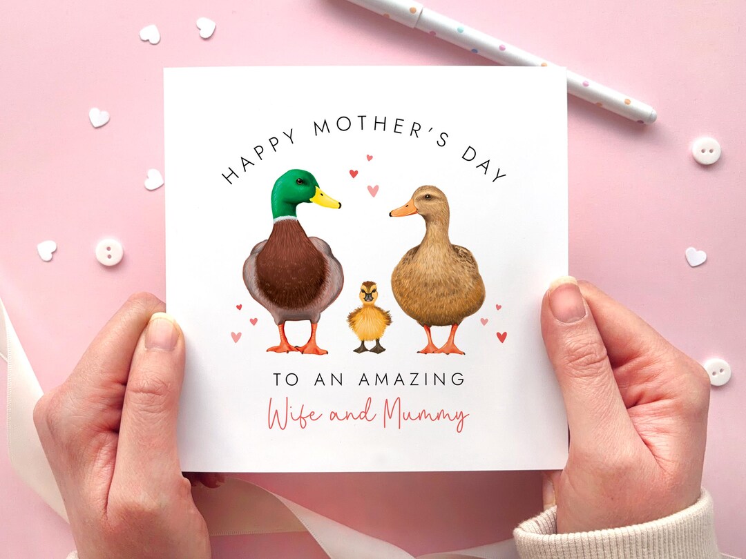 Personalised Ducks Mother's Day Card for Wife and Mummy | for Partner ...