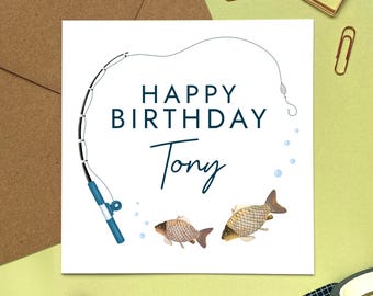 thumbnail image 2 of Personalised Fishing Birthday Card – For Son, Dad, Grandad, Husband, Uncle – Created By Mrs Windsor 2 of 4