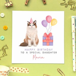 d'anniversaire personnalisée chat Ragdoll | Pour elle, fille, petite-fille, nièce, tante, ami, soeur, maman, fille, cousine, adolescente