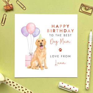 Personalisierte Golden Retriever Hund Geburtstagskarte | Für Hundemama, Vom Hund, Partner, Verlobte, Freundin, Ehefrau, Freundin, Schwester, Sie