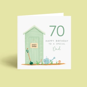 70er Geburtstagskarte für Papa – Personalisierte Gartenschuppen 70 Geburtstagskarte – Individuelle Geburtstagskarte für Papa 70 Jahre – Besondere Geburtstagskarte für Ihn