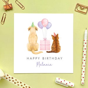 Personalisierte Hunde- und Katzen-Geburtstagskarte für Sie, wählen Sie Haustiere, Mama, Freundin, Frau, Partner, Schwester, Freund, Mädchen, Tochter, Enkelin
