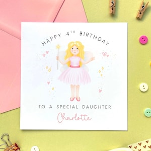 Personalised Fairy Any Age Birthday Card | for Girl, Daughter, Granddaughter, Sister, Niece, Cousin, Kids, Baby | 1st, 2nd, 3rd, 4th, 5th