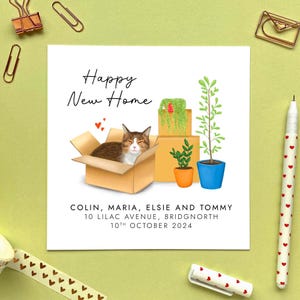 carte personnalisée pour nouvelle maison de <br> Profitez-en ! Nous venons d'emménager pour couple, amis, fille, petite-fille, maman, papa, parents, marron, gris argenté