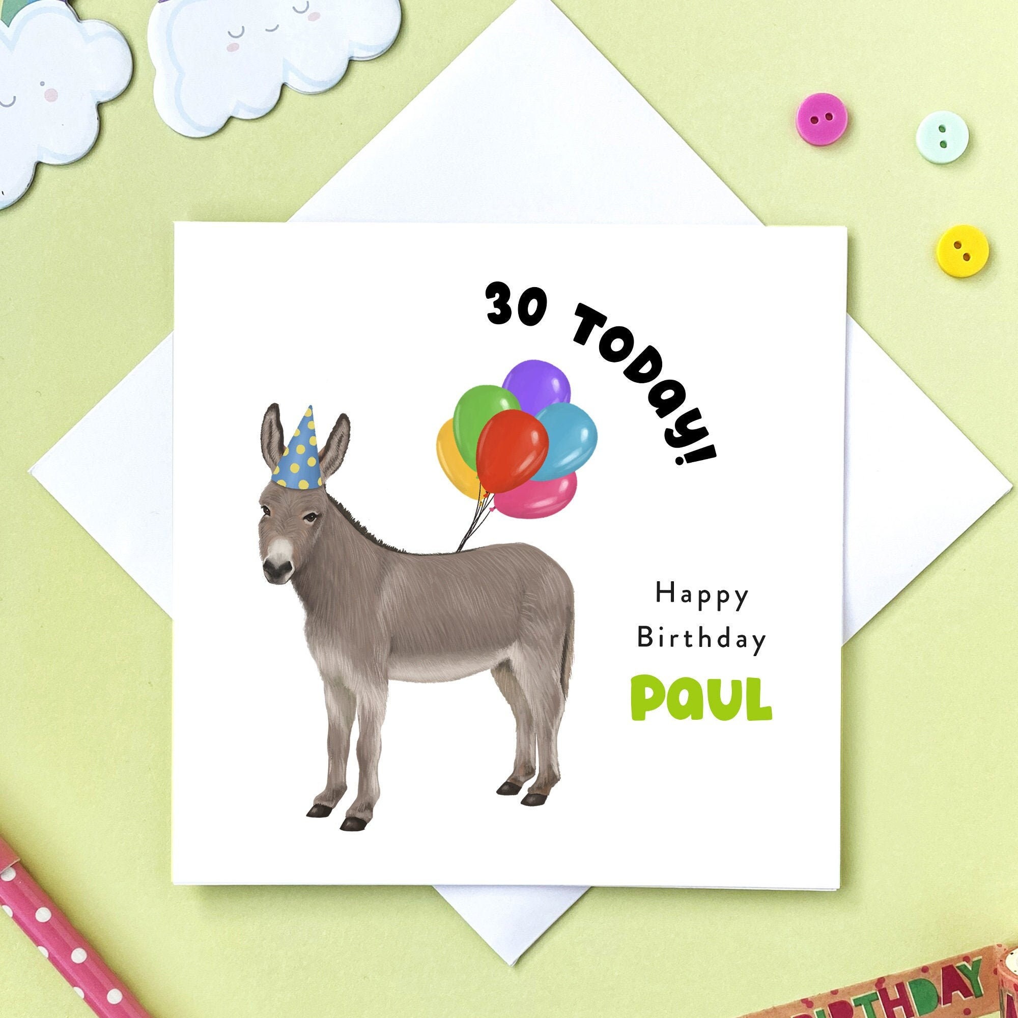 Personalised Donkey Birthday Card For Him Her Children | Etsy