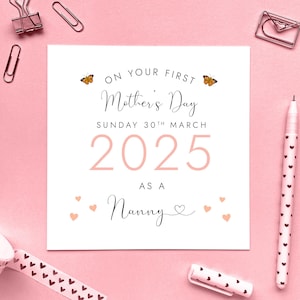 Carte Fête des Mères personnalisée en format nounou | Première Fête des Mères 2025, grand-mère, grand-mère, grand-mère, grand-mère, grand-mère, grand-mère, nonne, amie