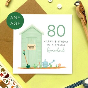 Personalised Birthday Card for Grandad - Any Age including 60th, 70th, 80th, 90th - Garden Shed Birthday Card for Grandpa, Gramps, Grampy