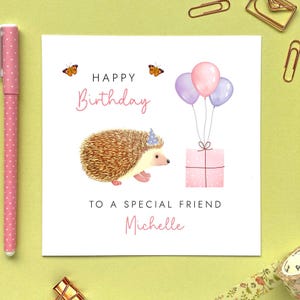 Carte d'anniversaire personnalisée hérisson pour tous les âges | Pour maman, elle, grand-mère, grand-mère, femme, soeur, tante, ami, fille, nièce | 40e 50e 60e